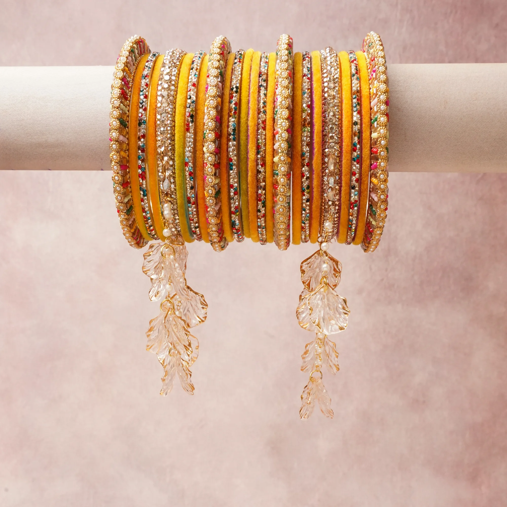 The Femminari Crown- Jewellery beyond luxury. A crown colour Chartreuse set, complemented by White, Red, Green, Blue, Pink, Orange, Yellow, featuring Metal Alloy, Velvet, Glass Crystal, Simulated Pearl, Acrylic Resin. A treat for the eyes, hands and heart- absolutely unforgettable.