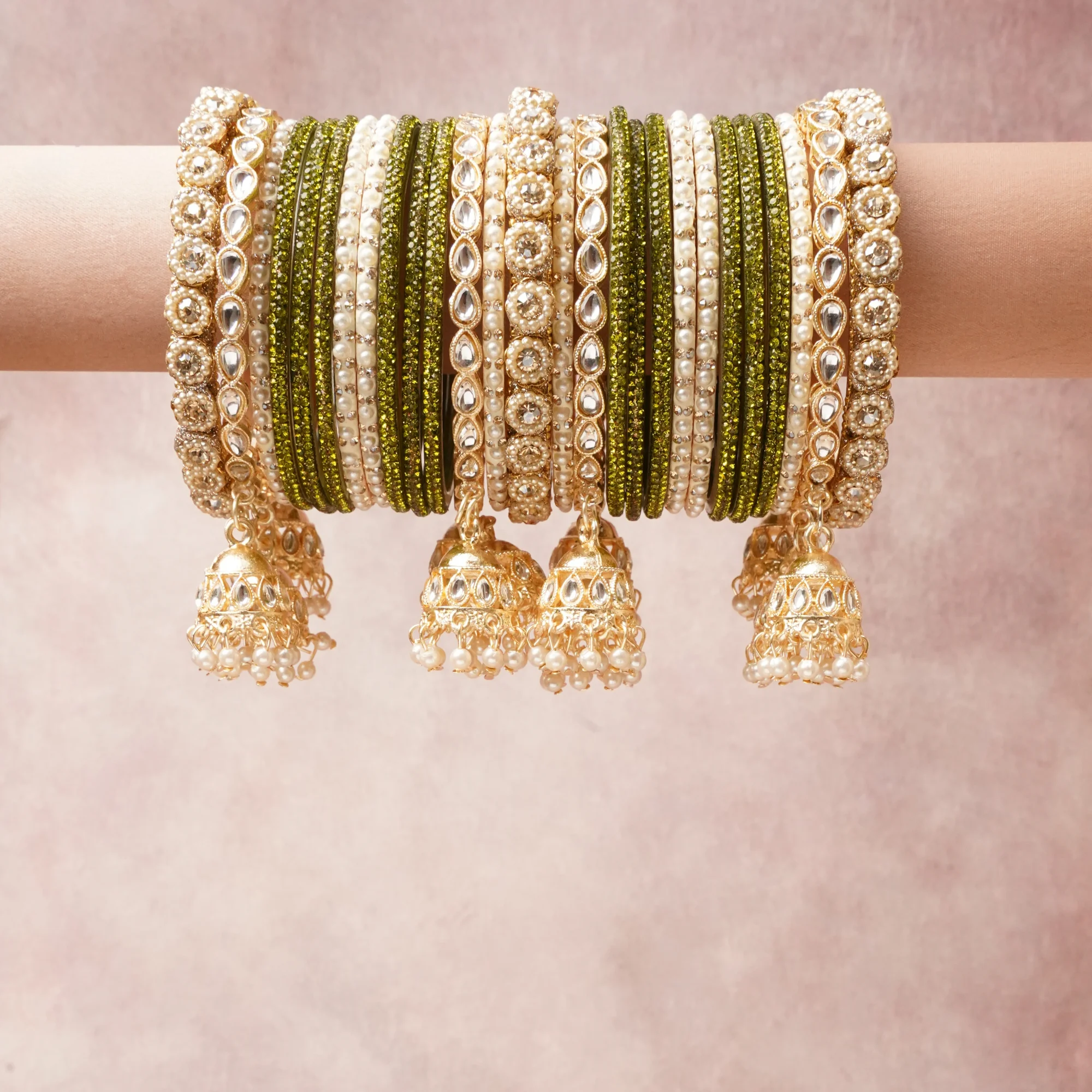 The Femminari Crown- Jewellery beyond luxury. A crown colour Green Gold set, complemented by Clear, Bright White, Glistening Gold, featuring Gold-toned Metal, Glass, Simulated Pearls, Cubic Zirconia. A treat for the eyes, hands and heart- absolutely unforgettable.