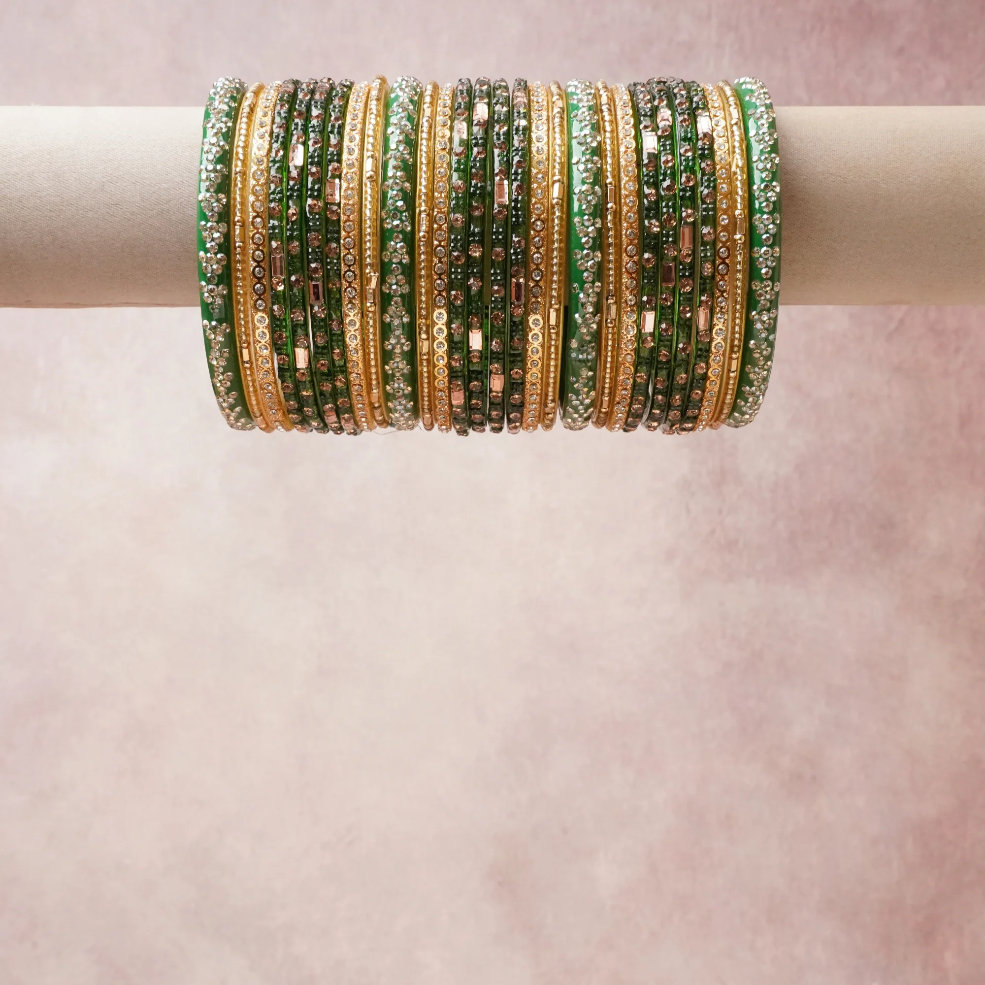 A commanding emerald green anchors this beautiful set, enriched with accents of gold, clear crystal that add depth and dimension.

Featuring a striking composition of metal, rhinestone, glass, this set carries intricate craftsmanship and strong presence. Grand in form, it is created for moments that deserve to be marked.