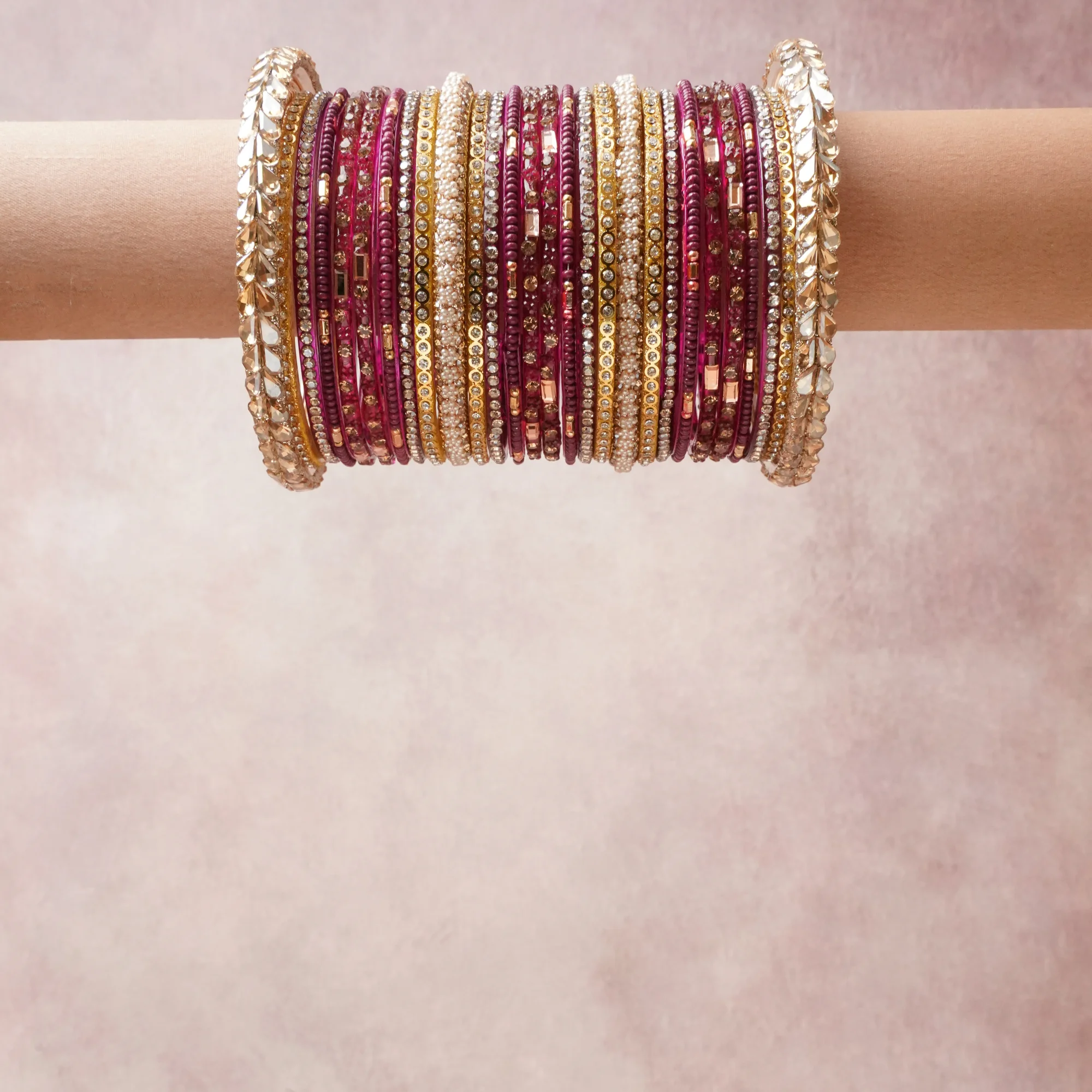 A commanding Magenta anchors this beautiful set, enriched with accents of Gold, Ivory that add depth and dimension.

Featuring a striking composition of glass, metal, this set carries intricate craftsmanship and strong presence. Grand in form, it is created for moments that deserve to be marked.