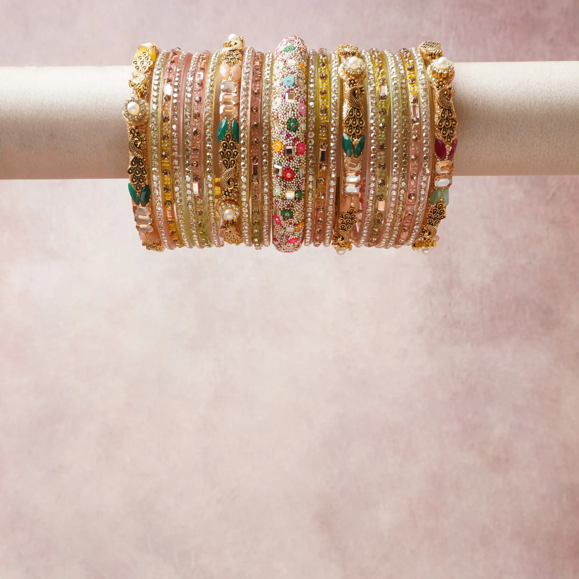 A commanding Multi colour anchors this beautiful set, enriched with accents of Gold, Ivory that add depth and dimension.

Featuring a striking composition of metal, glass stones, pearls, this set carries intricate craftsmanship and strong presence. Grand in form, it is created for moments that deserve to be marked.