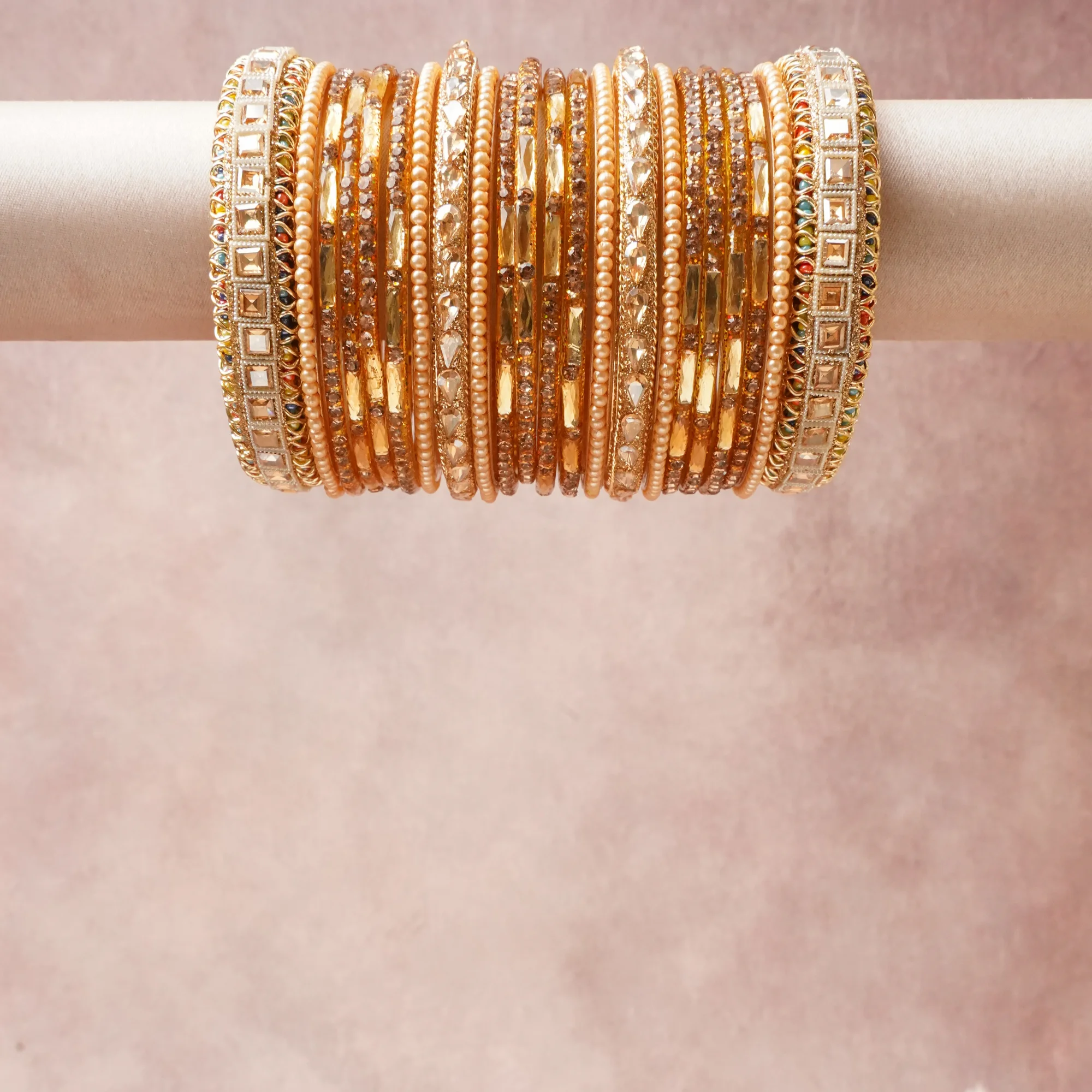 A commanding Gold anchors this beautiful set, enriched with accents of Clear Crystal, Ivory that add depth and dimension.

Featuring a striking composition of Gold-plated metal, rhinestone, faux pearl, this set carries intricate craftsmanship and strong presence. Grand in form, it is created for moments that deserve to be marked.