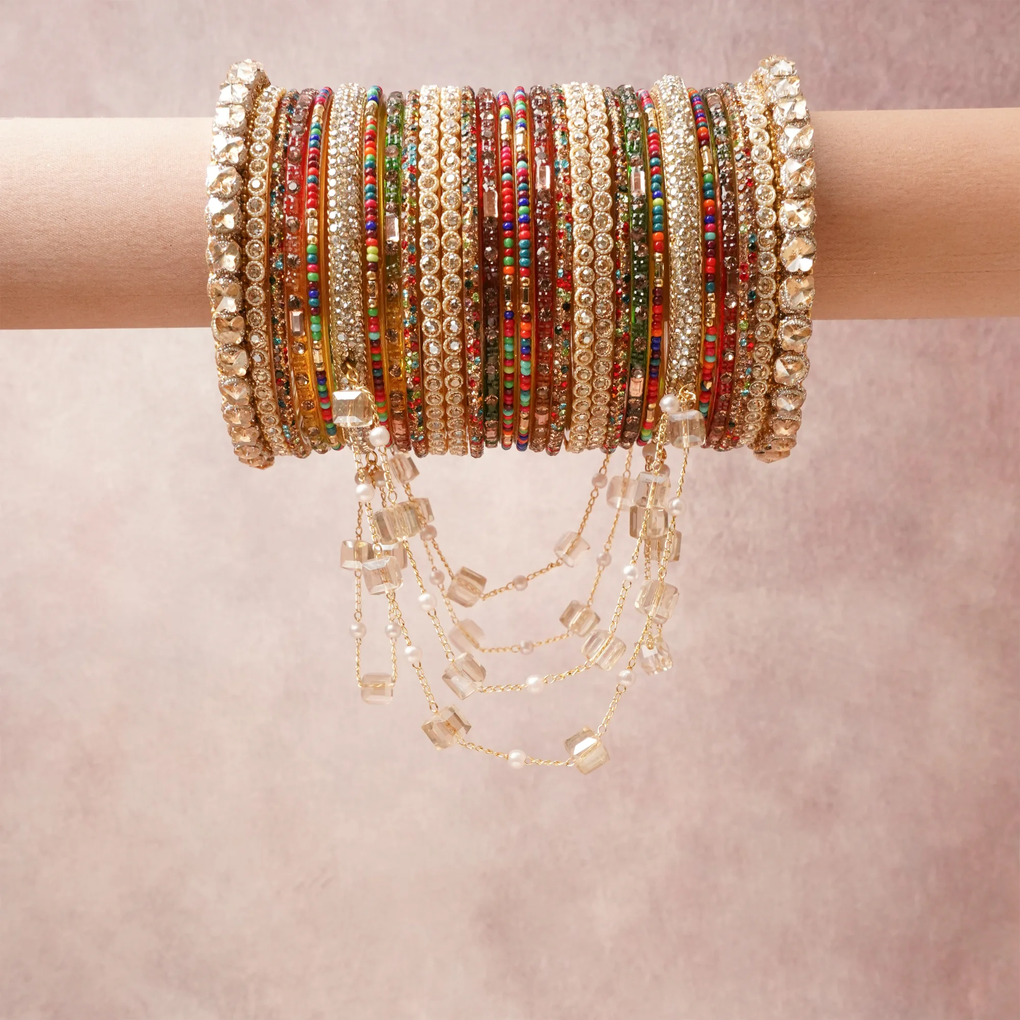 A commanding multicolor anchors this beautiful set, enriched with accents of White, Gold that add depth and dimension.

Featuring a striking composition of rhinestone, crystal, gold-tone metal, this set carries intricate craftsmanship and strong presence. Grand in form, it is created for moments that deserve to be marked.